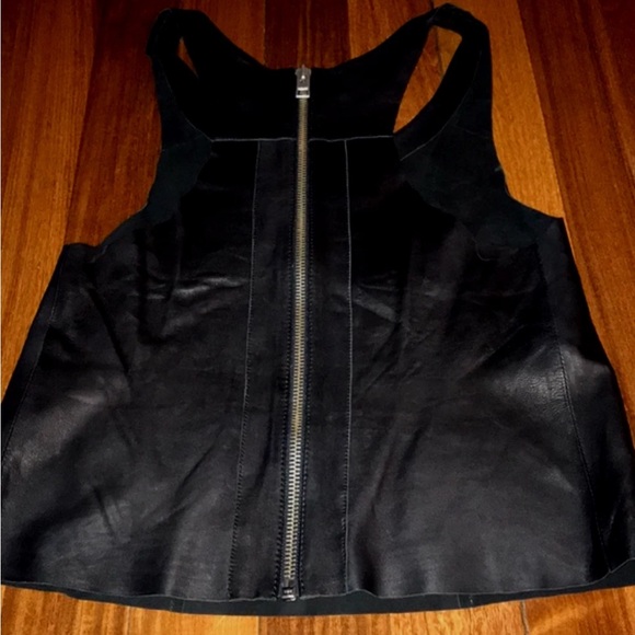 ALLSAINTS Spitalfields "Mauritius"  Black leather top or vest 6 NEW - Picture 5 of 7